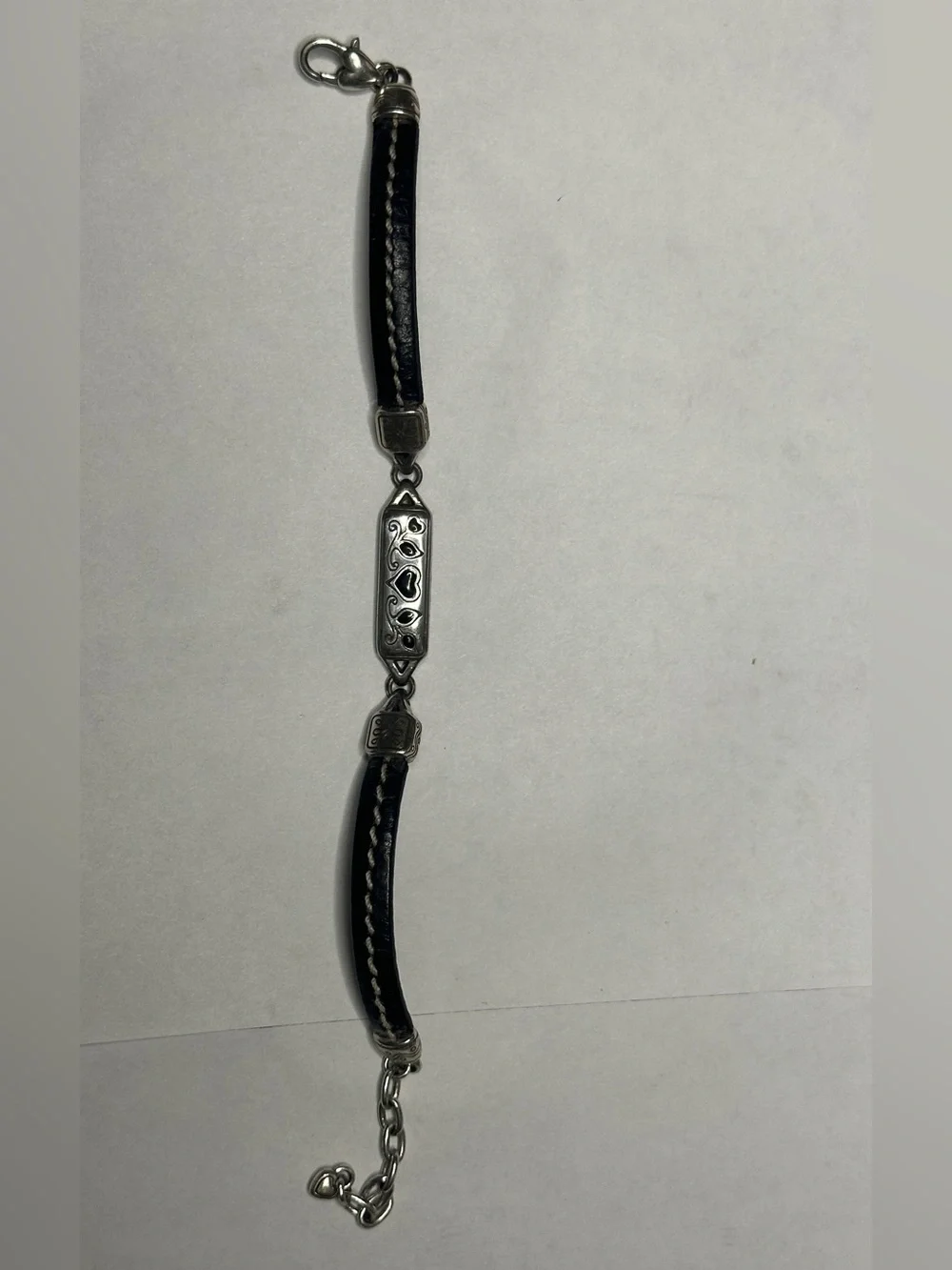 Brighton Black Leather Bracelet with Silver-Tone Accents